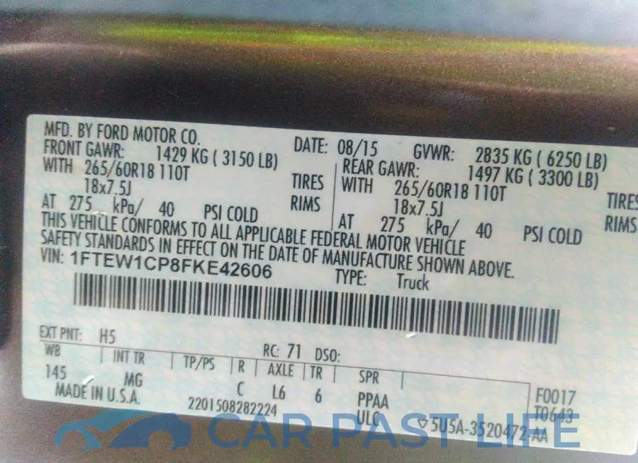 1FTEW1CP8FKE42606# 9