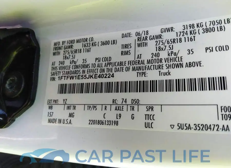 1FTFW1E55JKE40224# 9