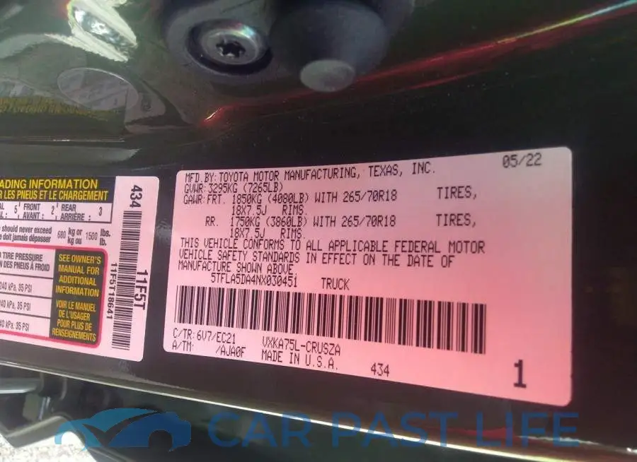5TFLA5DA4NX030451# 9