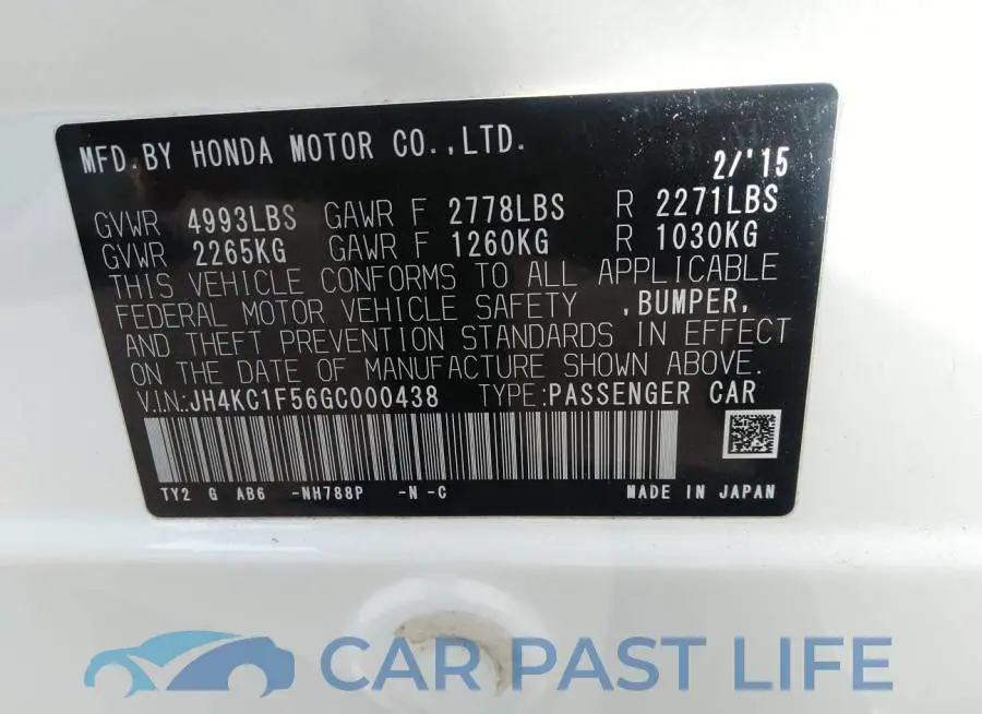 JH4KC1F56GC000438# 9