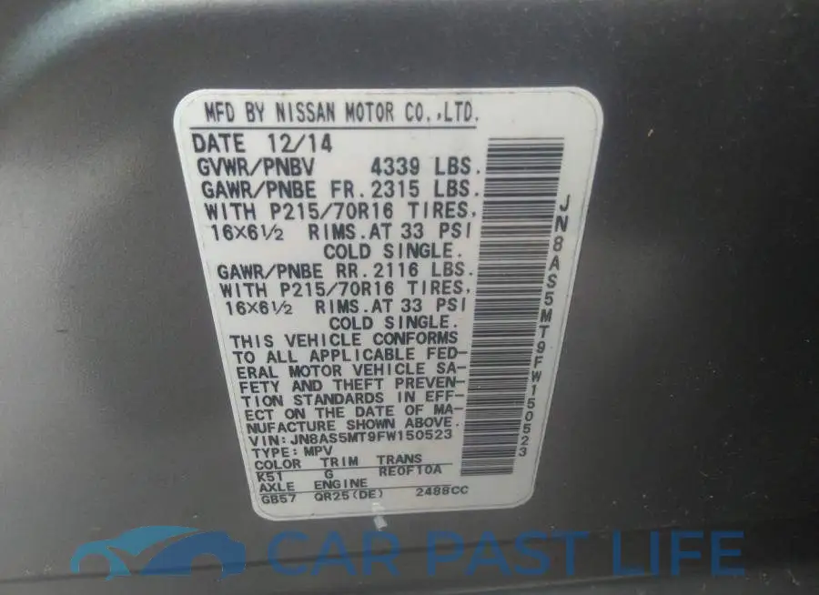JN8AS5MT9FW150523# 9