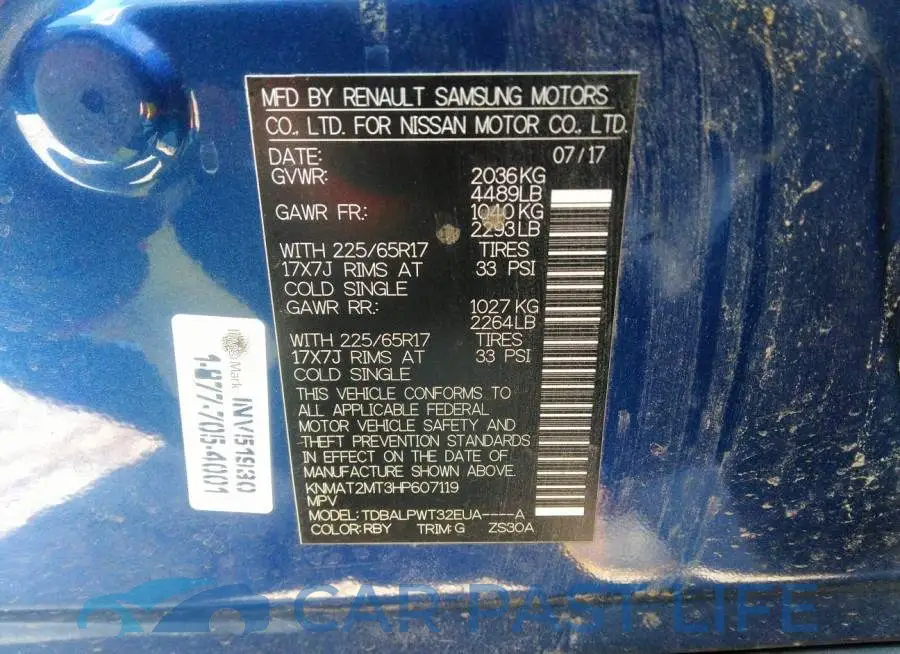 KNMAT2MT3HP607119# 9