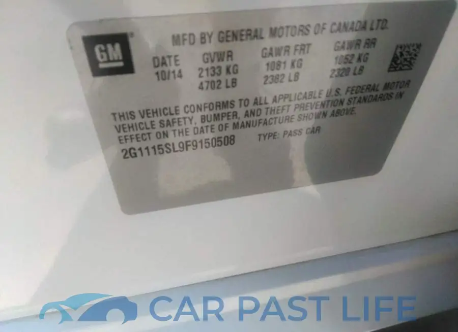 2G1115SL9F9150508# 9