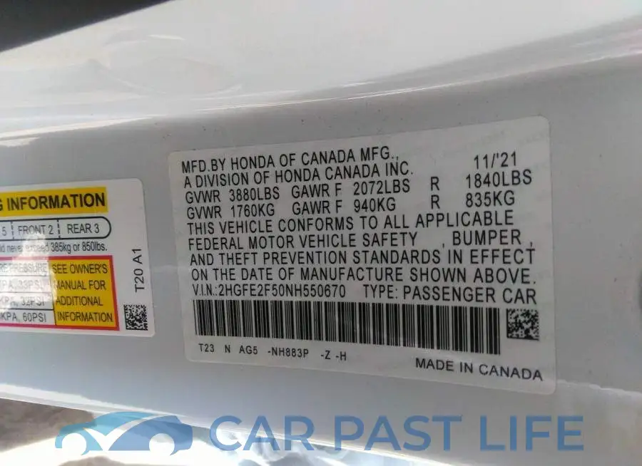 2HGFE2F50NH550670# 9