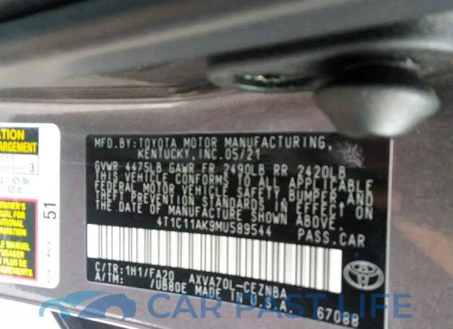 4T1C11AK9MU589544# 9