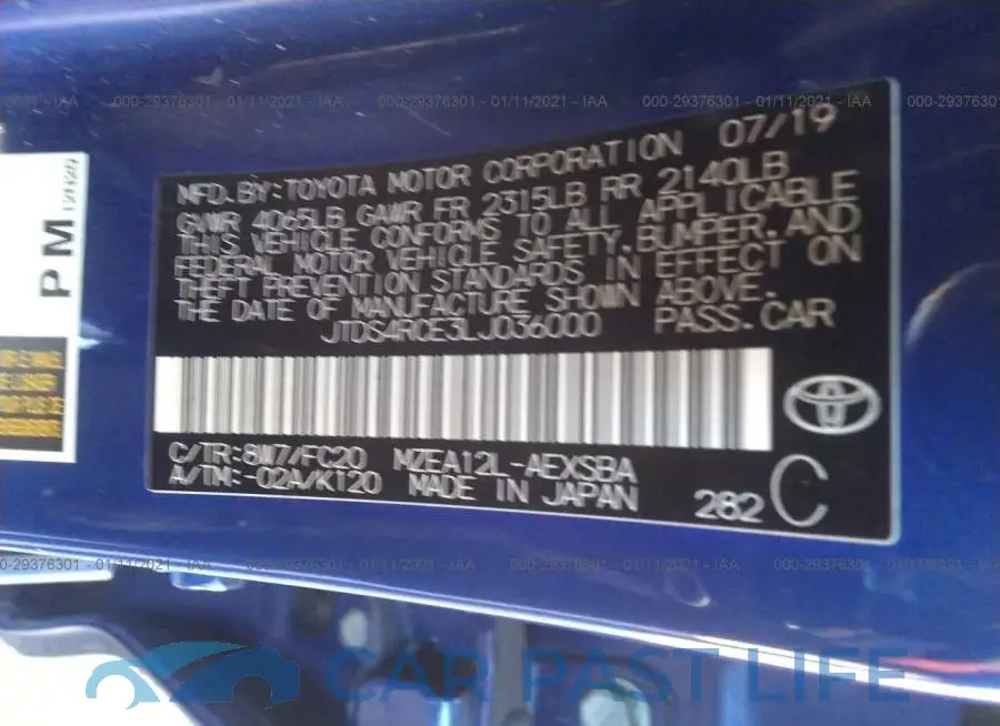 JTDS4RCE3LJ036000# 9