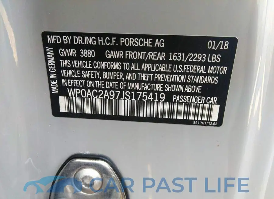 WP0AC2A97JS175419# 9