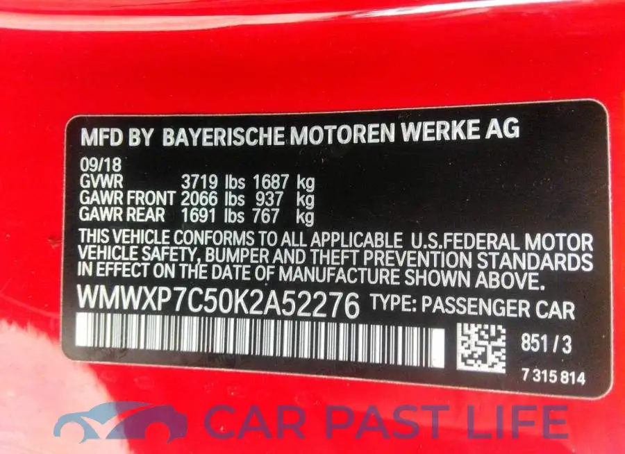 WMWXP7C50K2A52276# 9
