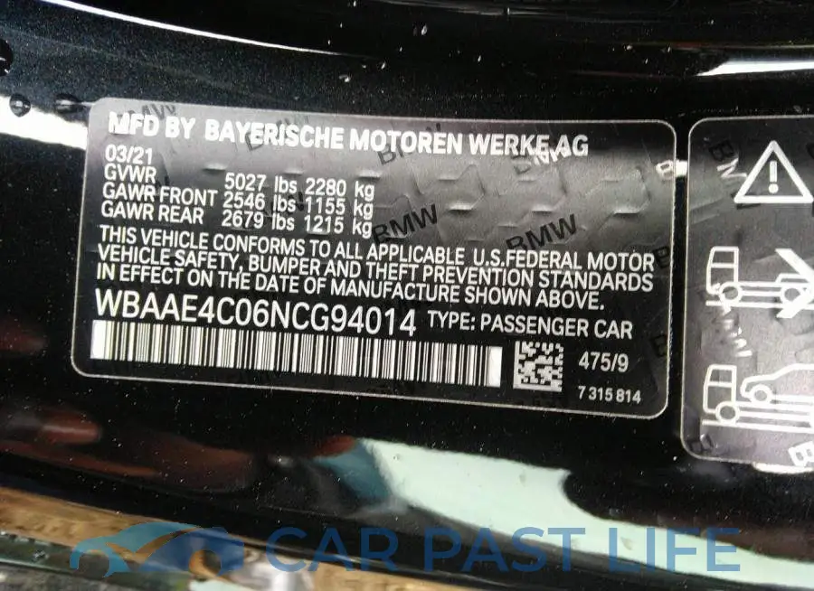 WBAAE4C06NCG94014# 9