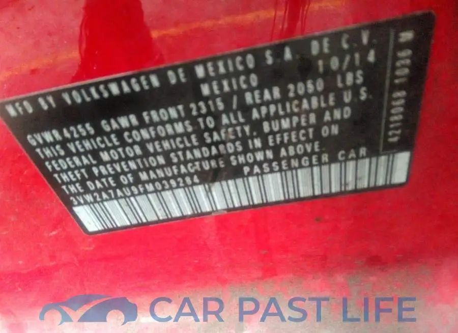 3VW2A7AU9FM039284# 9