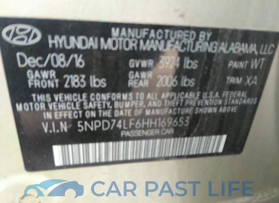 5NPD74LF6HH169653# 9