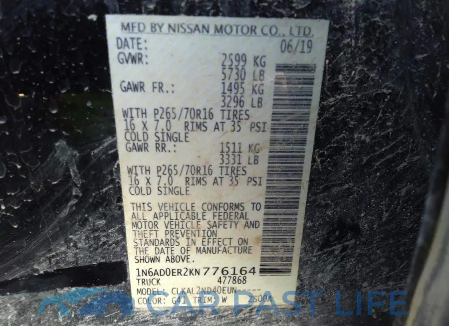 1N6AD0ER2KN776164# 9