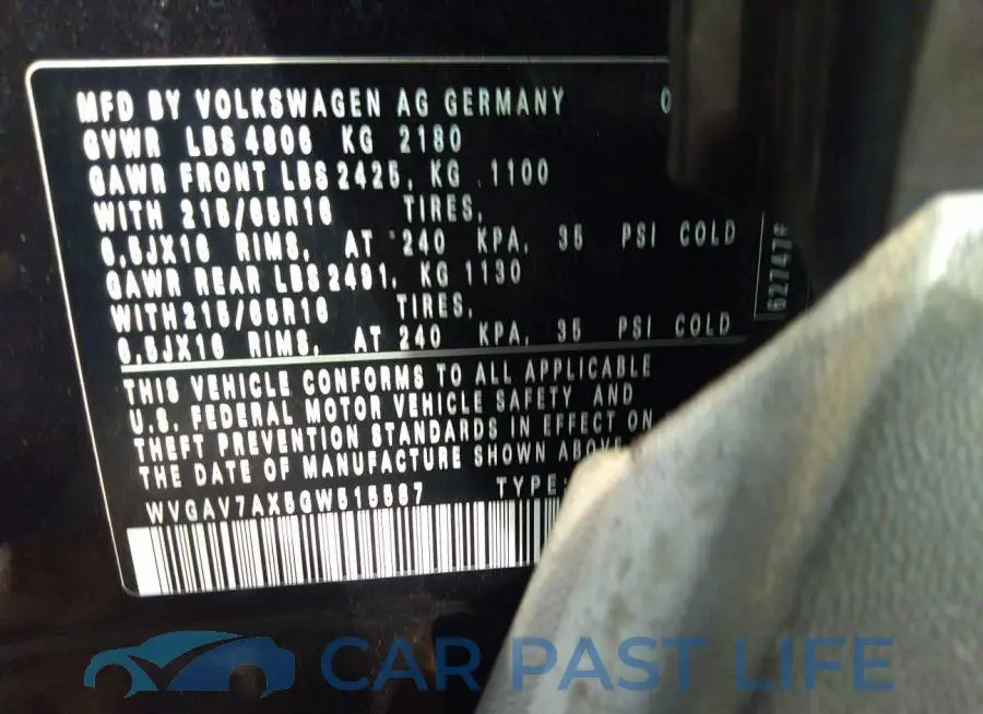 WVGAV7AX5GW515587# 9