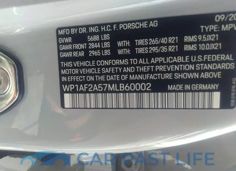 WP1AF2A57MLB60002# 9