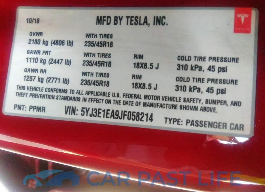 5YJ3E1EA9JF058214# 9