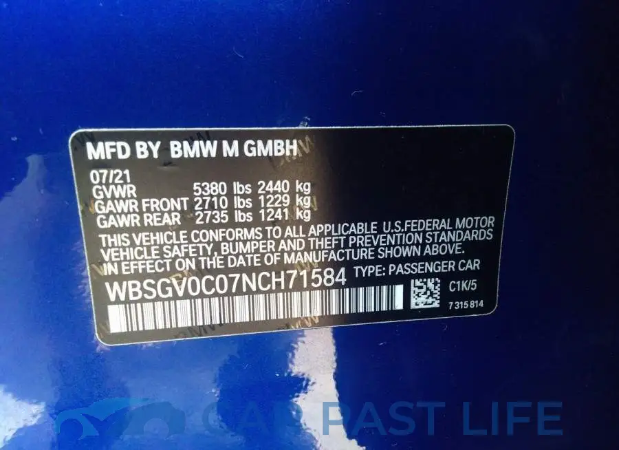 WBSGV0C07NCH71584# 9