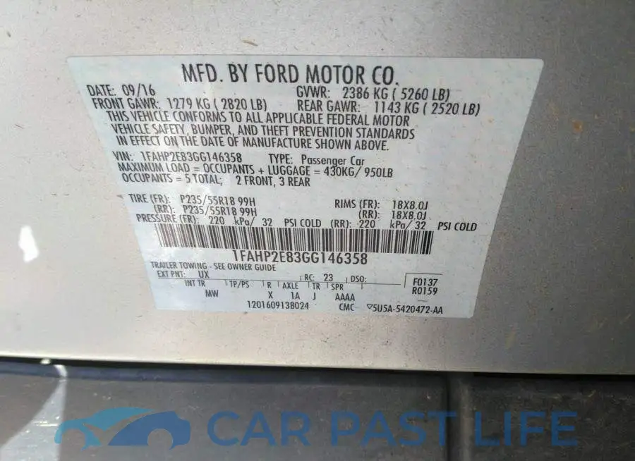 1FAHP2E83GG146358# 9