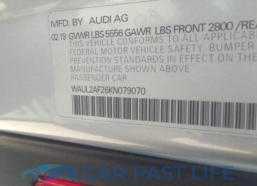 WAUL2AF26KN079070# 9
