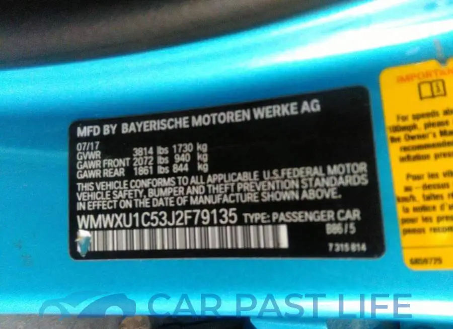 WMWXU1C53J2F79135# 9