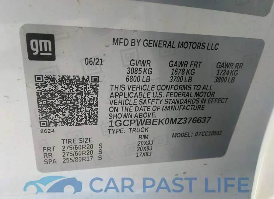 1GCPWBEK0MZ376637# 9