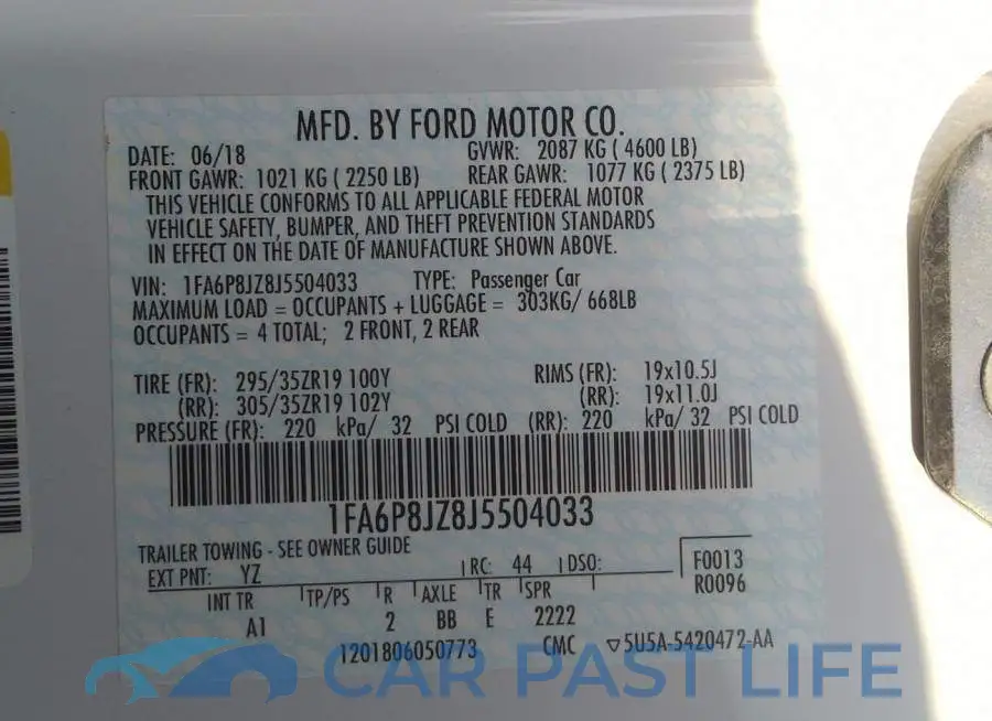 1FA6P8JZ8J5504033# 9
