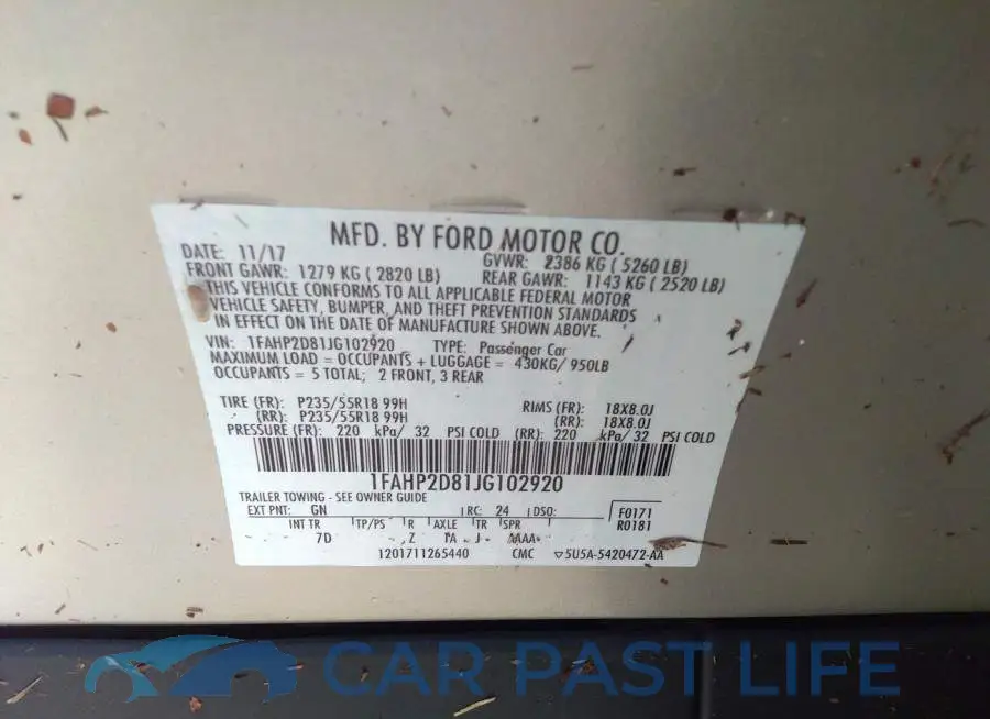 1FAHP2D81JG102920# 9