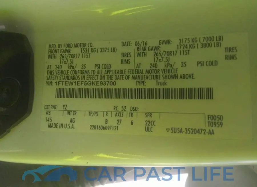 1FTEW1EF5GKE93700# 9