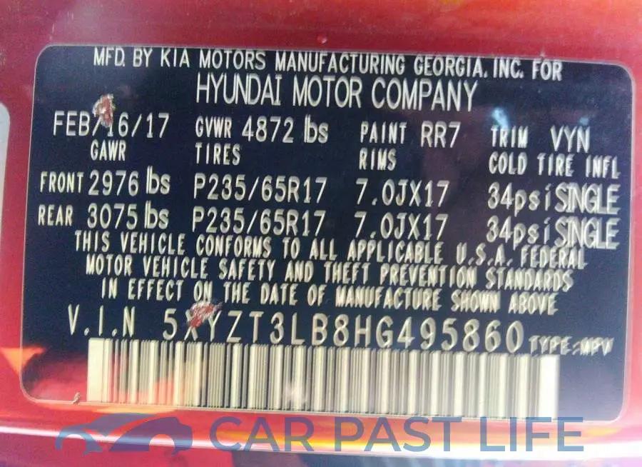 5XYZT3LB8HG495860# 9