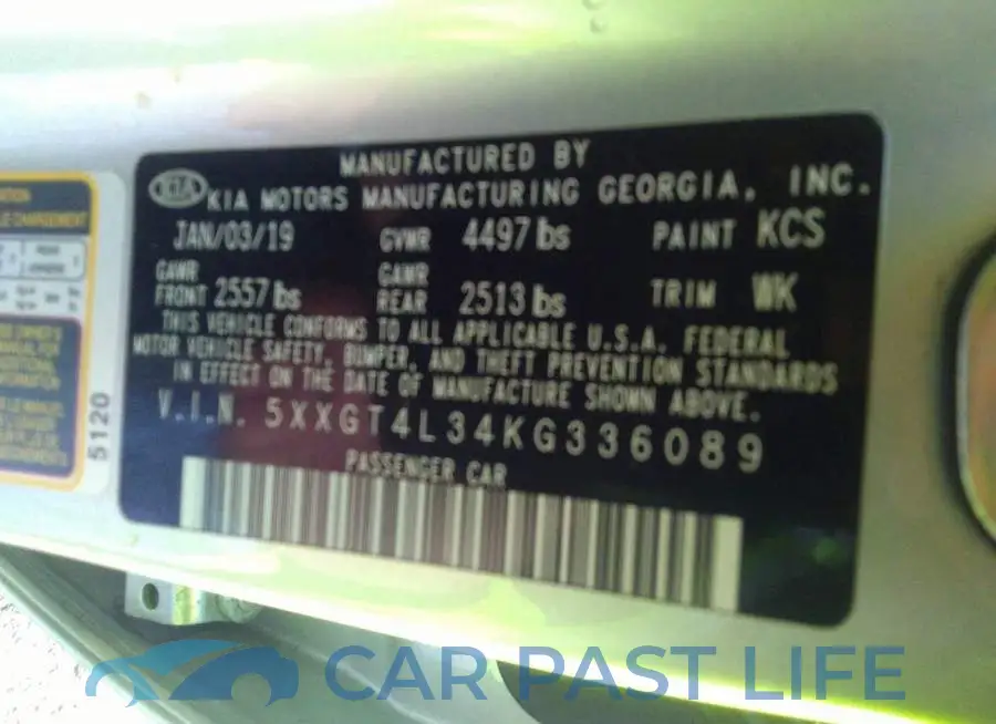 5XXGT4L34KG336089# 9