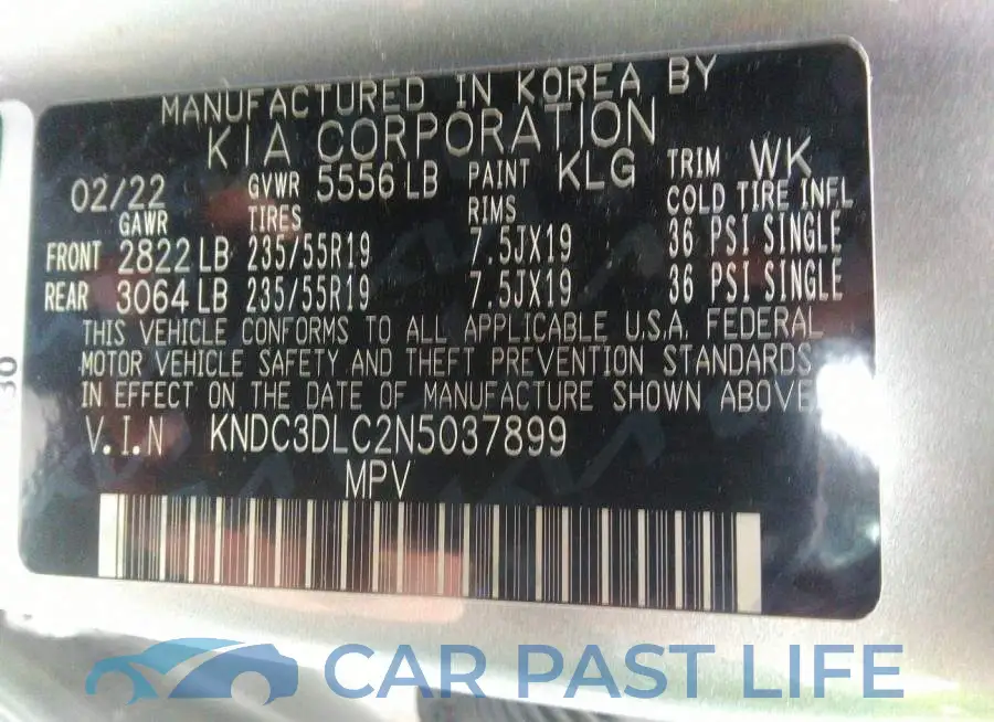 KNDC3DLC2N5037899# 9
