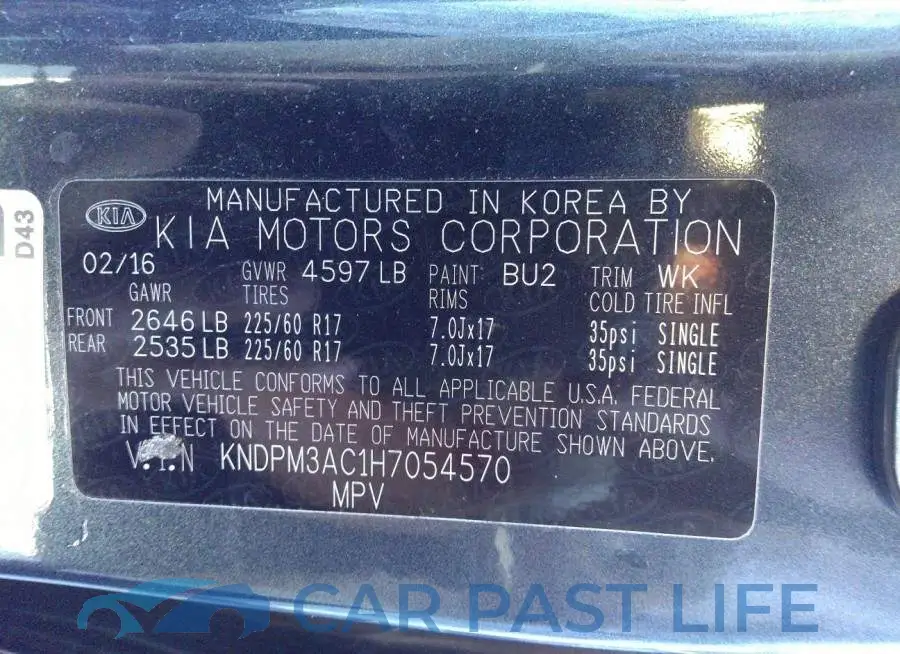 KNDPM3AC1H7054570# 9