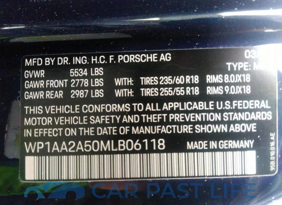WP1AA2A50MLB06118# 9