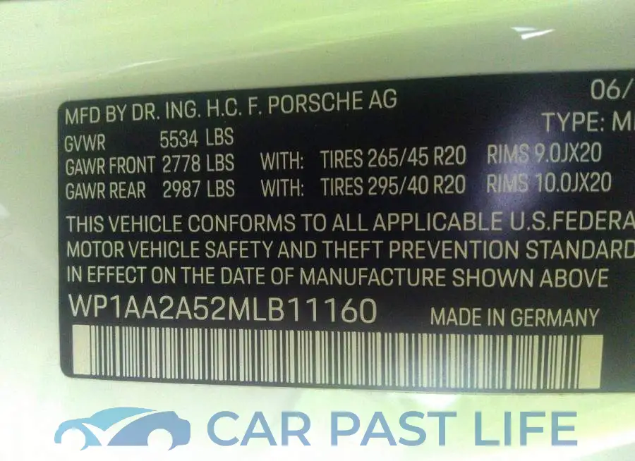 WP1AA2A52MLB11160# 9