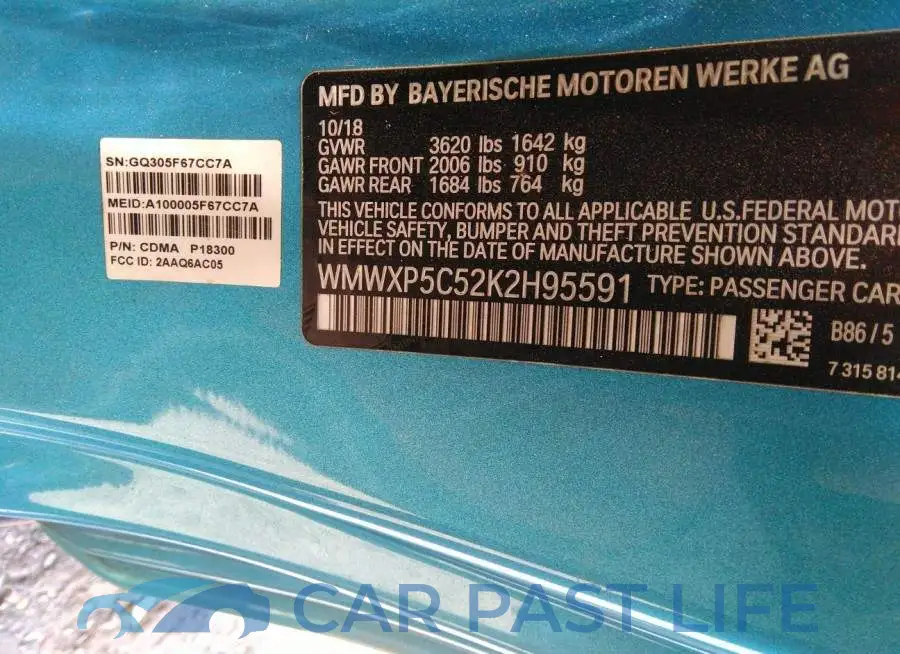 WMWXP5C52K2H95591# 9