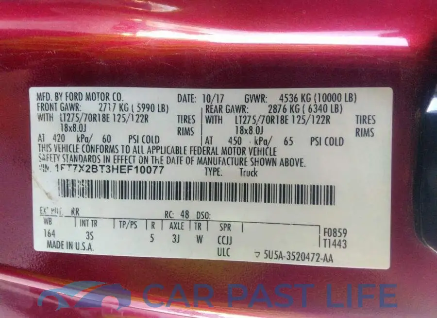 1FT7X2BT3HEF10077# 9