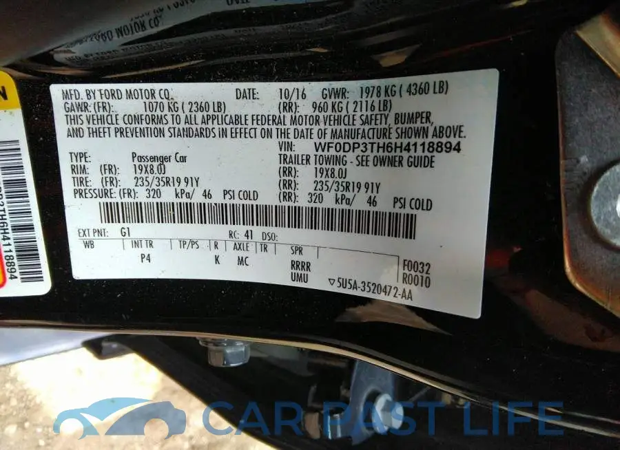 WF0DP3TH6H4118894# 9