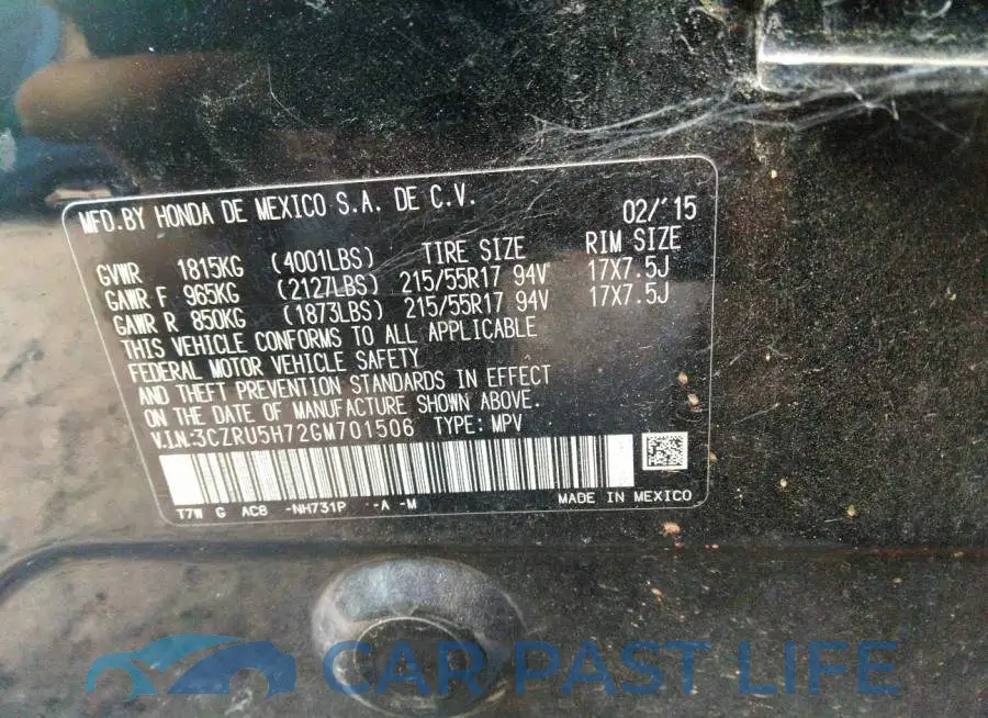 3CZRU5H72GM701506# 9
