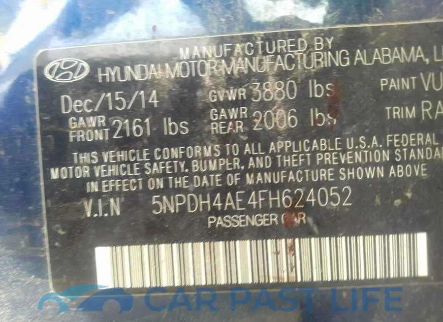 5NPDH4AE4FH624052# 9
