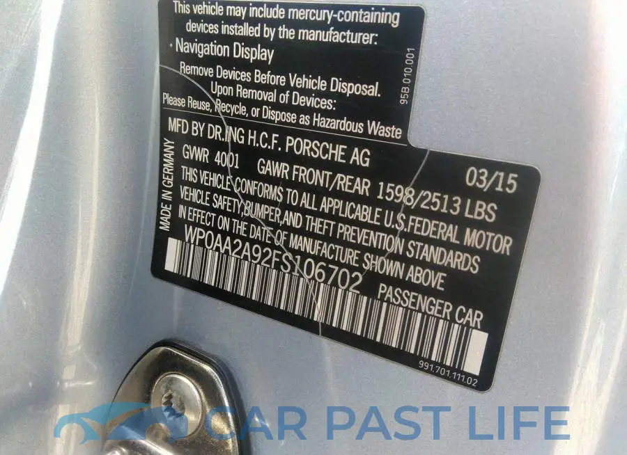WP0AA2A92FS106702# 9