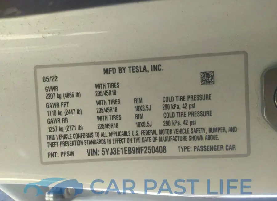 5YJ3E1EB9NF250408# 9