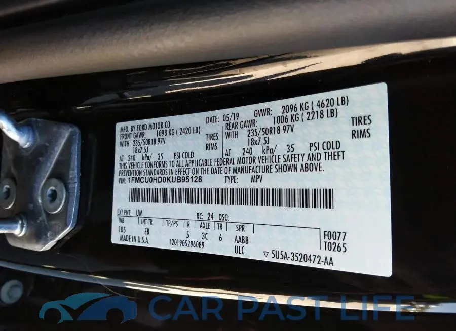 1FMCU0HD0KUB95128# 9