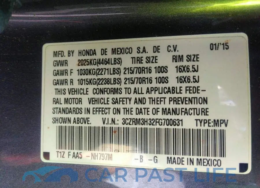 3CZRM3H32FG700631# 9