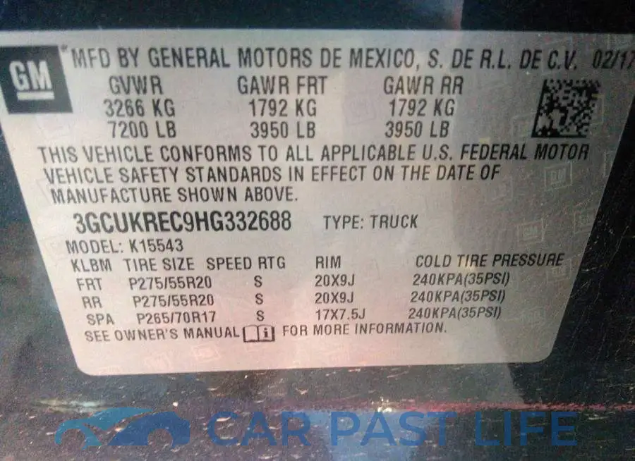 3GCUKREC9HG332688# 9