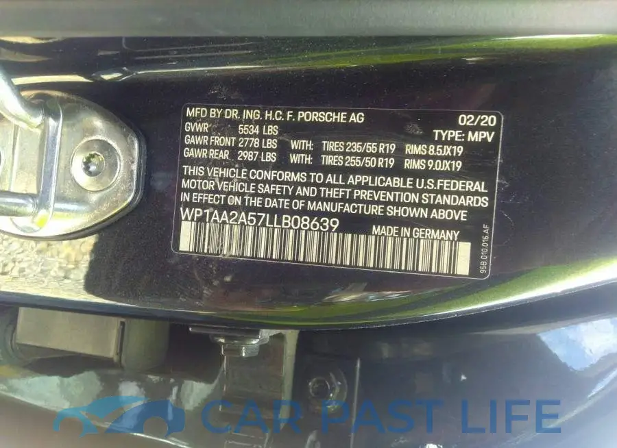 WP1AA2A57LLB08639# 9