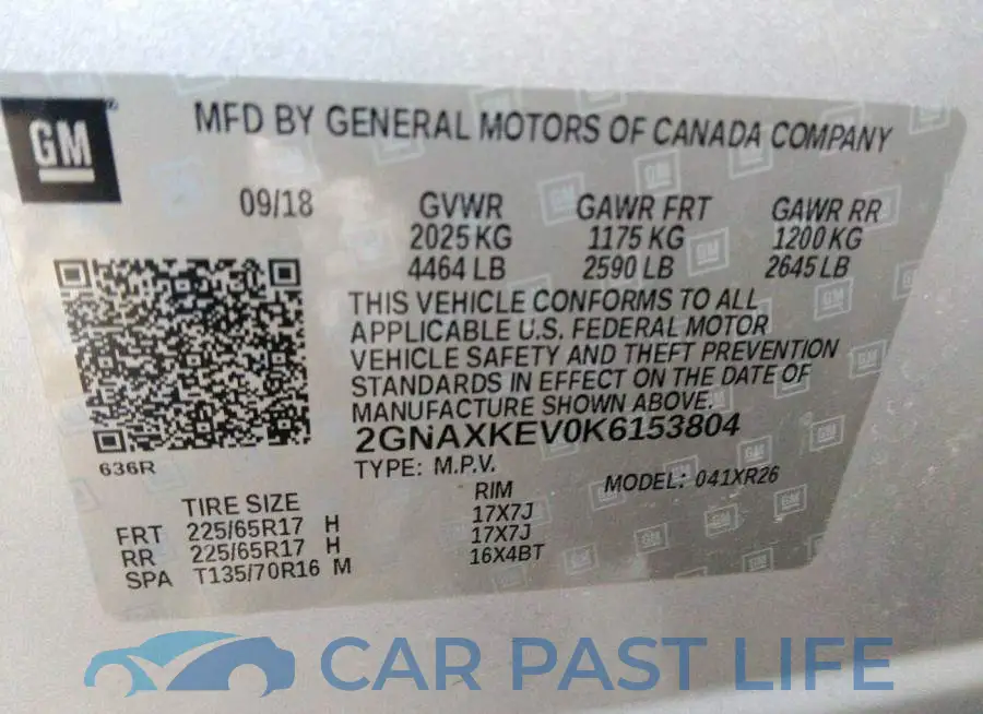 2GNAXKEV0K6153804# 9
