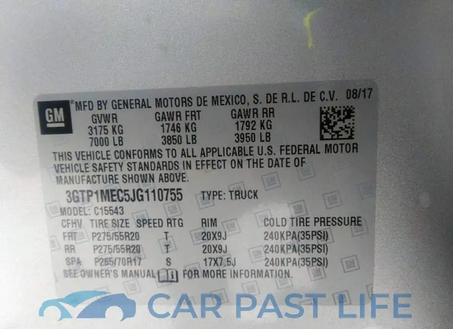 3GTP1MEC5JG110755# 9