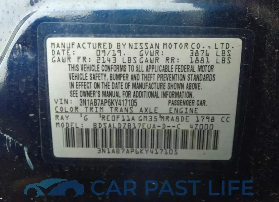 3N1AB7AP6KY417105# 9