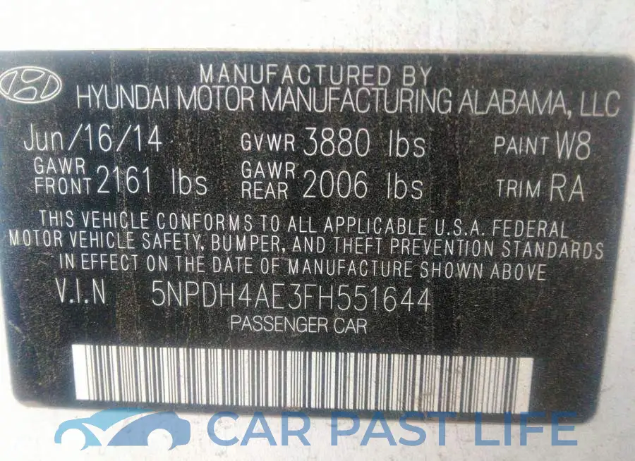 5NPDH4AE3FH551644# 9