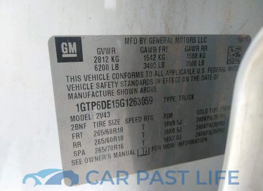 1GTP6DE15G1263059# 9