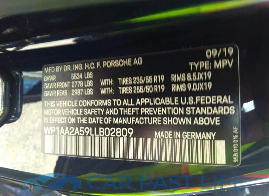 WP1AA2A59LLB02809# 9
